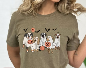 Maglietta di Halloween con divertenti cani fantasma: maglietta della stagione spettrale