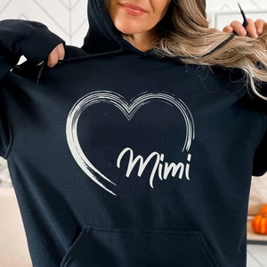 Mimi Heart Unisex Heavy Blend Hooded Sweatshirt; Mimi Hoodie; Mimi Birthday Gift; Mimi Gift; Mother&#39;s Day Gift for Mimi; Grandmother Hoodie