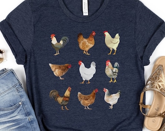 チキンユニセックスジャージー半袖Tシャツ；チキンブリーダーギフト；チキン愛好家シャツ；チキン愛好家ギフト；面白いチキンTシャツ；チキンシャツ