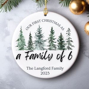 Family of 6 Christmas Ornament, Our First Christmas as a Family of 6 Ornament, 1st Christmas Christmas Tree Ornament, Family of 6 Ornament