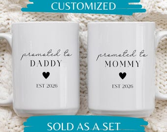 New Parent Coffee Mug Set: Personalized Mommy & Daddy Gift