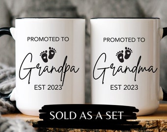 Pregnancy Announcement Grandparent Mug Set Baby Announcement Grandma Grandpa Mug Set,New Grandma Gift,New Grandpa gift,Baby Announcement