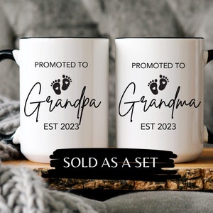 Pregnancy Announcement Grandparent Mug Set Baby Announcement Grandma Grandpa Mug Set,New Grandma Gift,New Grandpa gift,Baby Announcement