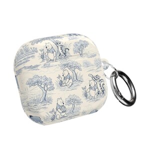 Blue Toile Winnie the Pooh Bear AirPods Case Vintage Storybook Protective Cover Classic Pooh Bear Woodland Style Case for AirPods image 3