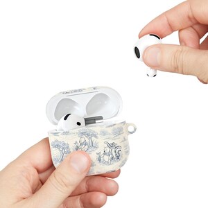 Blue Toile Winnie the Pooh Bear AirPods Case Vintage Storybook Protective Cover Classic Pooh Bear Woodland Style Case for AirPods image 6