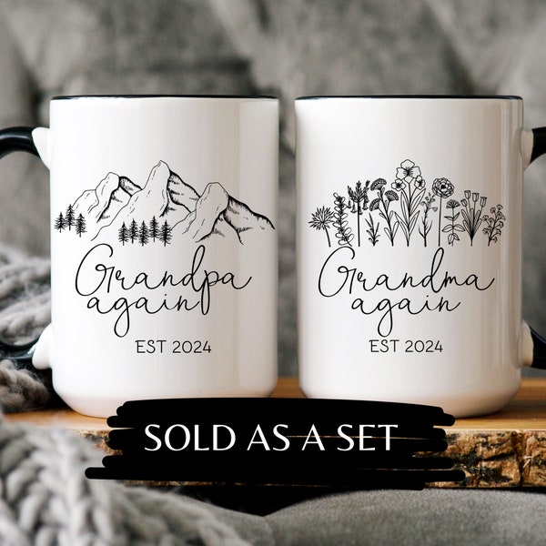 Grandma, Grandpa Again Mug; Grandparents Again Pregnancy Announcement, Grandma Again Gift, Grandpa Again Gift, Baby Again Pregnancy Reveal