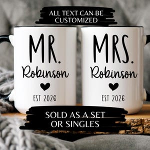 Tazas personalizadas para el Sr. y la Sra., tazas personalizadas para el Sr. y la Sra., tazas para el esposo y la esposa, juego para la nueva novia y el novio, regalo de boda, regalo para la nueva esposa
