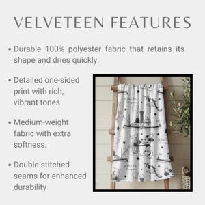 May include: A white velveteen blanket featuring a repeating black print of a cartoon mouse, steamboats, stars, and the text Joseph Cooper. The product is made of 100% polyester fabric with double-stitched seams, a one-sided print, and medium-weight texture.