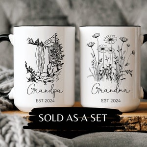 Pregnancy Announcement Grandparent Mug Set Baby Announcement Grandma Grandpa Mug Set,New Grandma Gift,New Grandpa gift,Baby Announcement