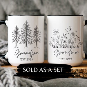 Pregnancy Announcement Grandparent Mug Set Baby Announcement Grandma Grandpa Mug Set,New Grandma Gift,New Grandpa gift,Baby Announcement