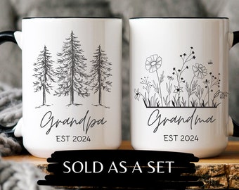 Pregnancy Announcement Grandparent Mug Set Baby Announcement Grandma Grandpa Mug Set,New Grandma Gift,New Grandpa gift,Baby Announcement