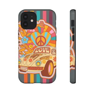 Groovy Retro Phone Case, Phone Cover for iPhone, Android, Samsung, Google Phones, Peace and Love Phone Case, Hippie Gift, Gift for Hippy
