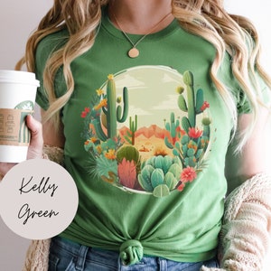 Dream Cactus Unisex Jersey Short Sleeve Tee; Cactus Style T-Shirt; Desert Shirt; Soft Tee With Cactus Scene; Arizona Shirt; Cactus Scene Tee
