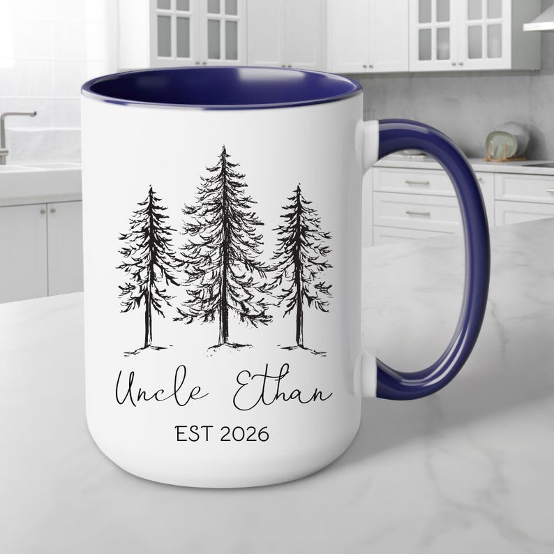 Aunt and Uncle Pregnancy Announcement Mug Set Trees Floral Nature ...