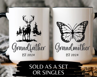 Pregnancy Announcement Grandparent Mug Set Baby Announcement Grandma Grandpa Mug Set,New Grandma Gift,New Grandpa gift,Baby Announcement