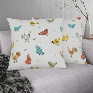 Colorful Cartoon Chicken Pillow, Chicken Pillow Waterproof; Kids Room; Chicken Lover Pillow; Farm Themed Home Decor; Farmhouse, Child Decor