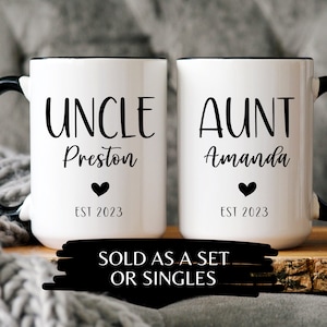 Pregnancy Announcement Aunt and Uncle Mug Set Baby Announcement Uncle and Auntie Mug Set,New Uncle Gift,New Aunt gift,Baby Announcement
