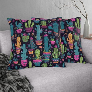 Colorful Cactus Waterproof Pillow; Desert Themed Decor; Cactus Pillows; Cacti Life Decor; Arizona Pillow, Housewarming Gift, Cactus Decor