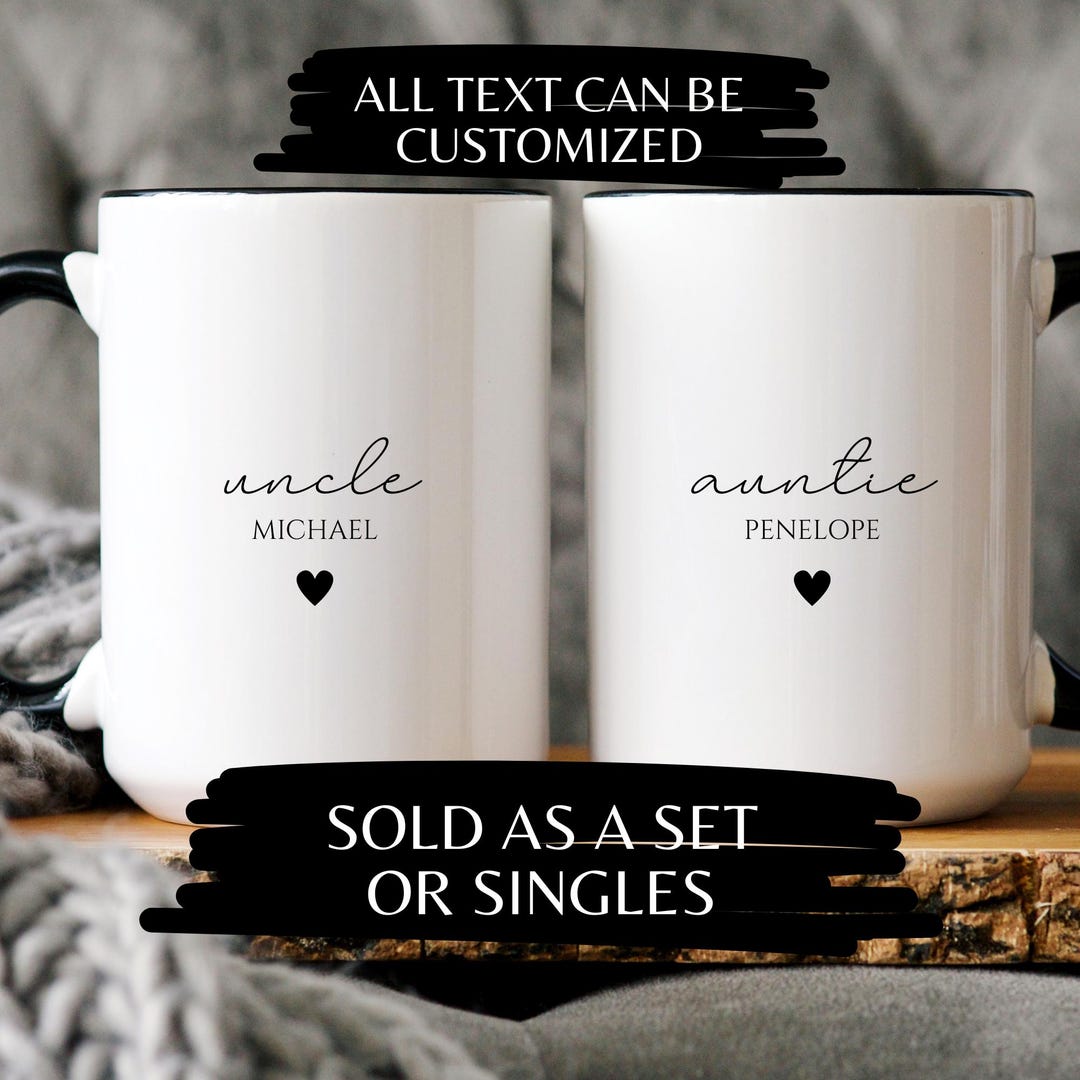 Aunt and Uncle Pregnancy Announcement Mug Set Minimalist Promoted to ...