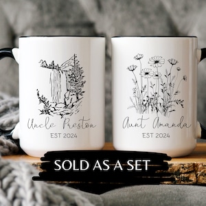 Pregnancy Announcement Aunt and Uncle Mug Set Baby Announcement Uncle and Auntie Mug Set,New Uncle Gift,New Aunt gift,Baby Announcement