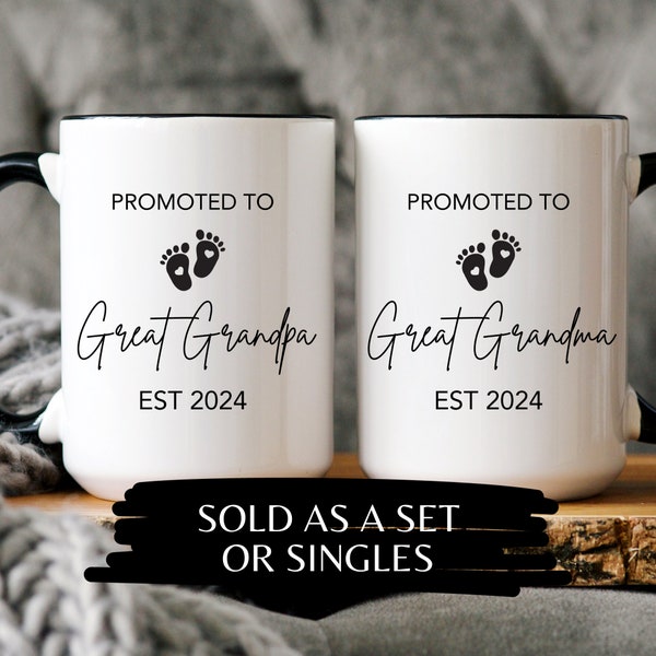 Pregnancy Announcement Great Grandparent Mug Set Baby Announcement Grandma Grandpa Mug Set,New Grandma,New Grandpa gift,Baby Announcement