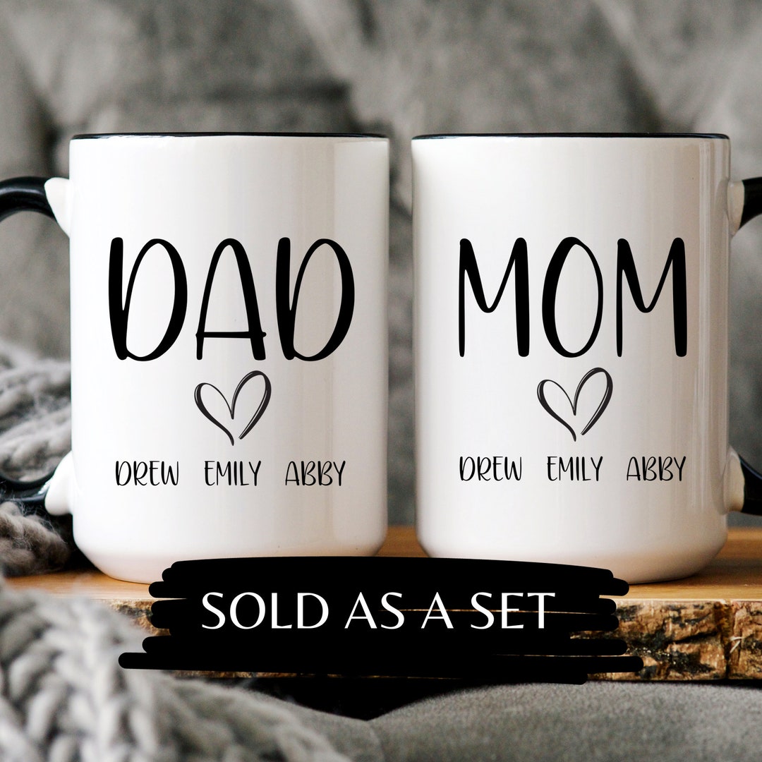Personalized Mom & Dad Coffee Mug Set Gift, Coffee Mugs for Parents ...