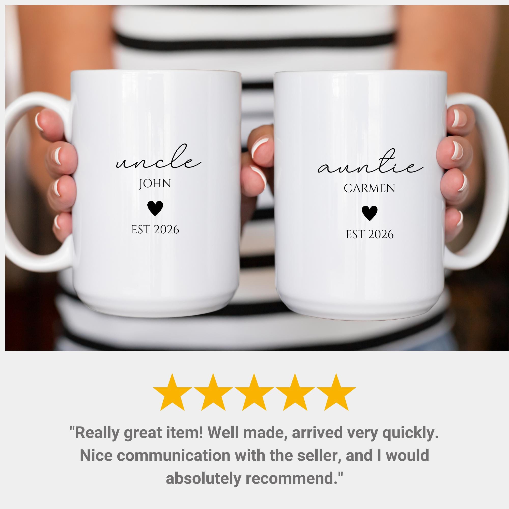 Aunt and Uncle Pregnancy Announcement Mug Set Minimalist Promoted to ...