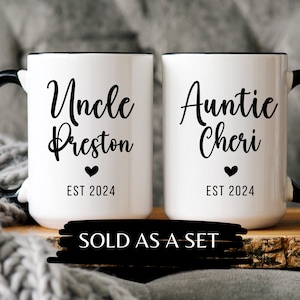Pregnancy Announcement Aunt and Uncle Mug Set Baby Announcement Uncle and Auntie Mug Set,New Uncle Gift,New Aunt gift,Baby Announcement