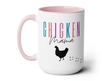 Chicken Mom koffiemok 15oz; Kip Mama-koffiemok; Leuke koffiemok met kip; Koffiekopje voor kippenliefhebber; Kerstcadeau kip moeder