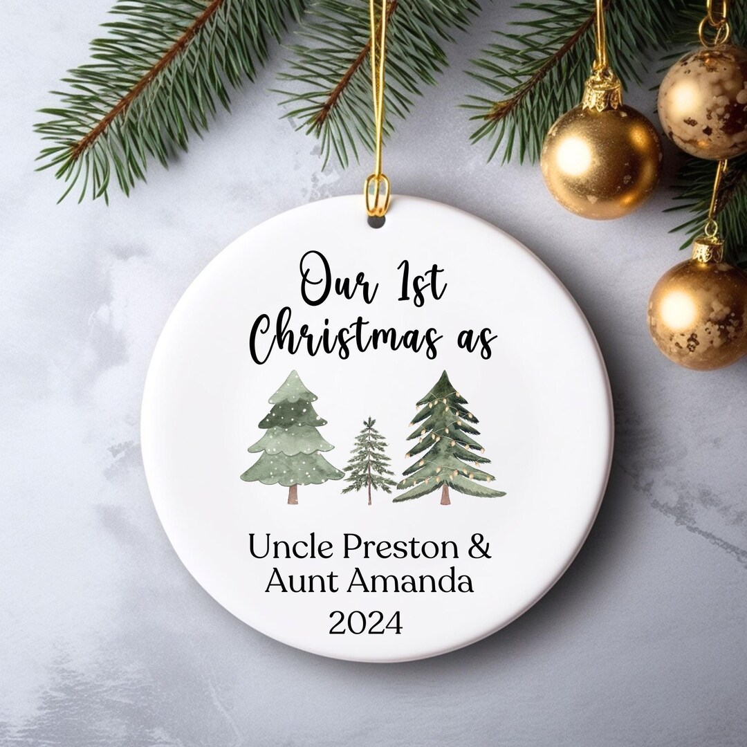 Personalized First Christmas as Aunt & Uncle Ornament: Baby Reveal ...