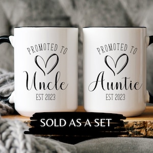 Pregnancy Announcement Aunt and Uncle Mug Set Baby Announcement Uncle and Auntie Mug Set,New Uncle Gift,New Aunt gift,Baby Announcement