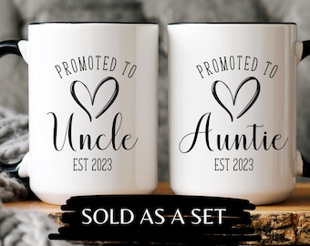 Pregnancy Announcement Aunt and Uncle Mug Set Baby Announcement Uncle and Auntie Mug Set,New Uncle Gift,New Aunt gift,Baby Announcement