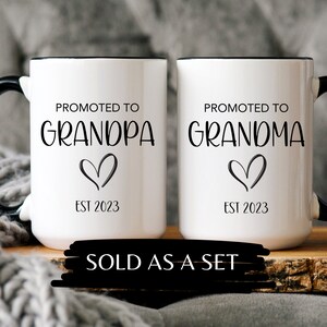 Pregnancy Announcement Grandparent Mug Set Baby Announcement Grandma Grandpa Mug Set,New Grandma Gift,New Grandpa gift,Baby Announcement