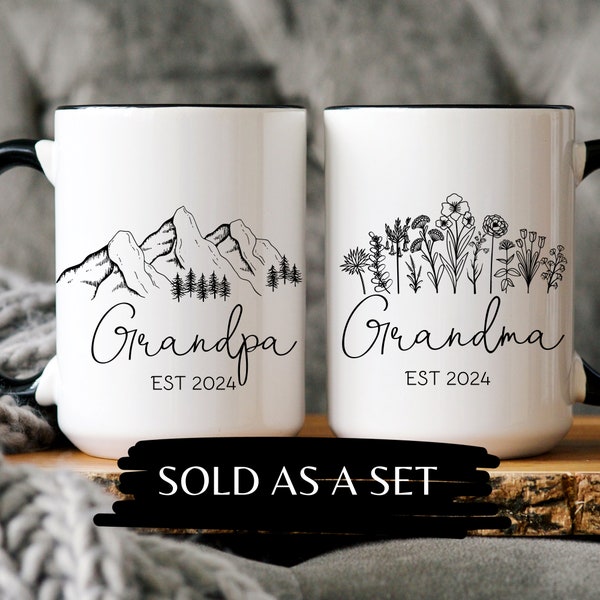 Pregnancy Announcement Grandparent Mug Set Baby Announcement Grandma Grandpa Mug Set,New Grandma Gift,New Grandpa gift,Baby Announcement