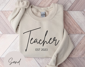 Custom Teacher Established Sweatshirt: Cotton Blend Crewneck