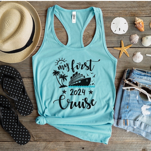 2024 My First Cruise Women's Ideal Racerback Tank; My 1st Cruise Tank Top; Gift for 1st Time Cruiser; Gift for New Cruiser; First Cruise