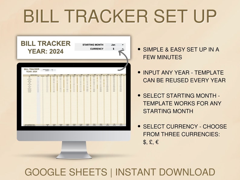 Monthly Bill Tracker Template Google Sheets, Expense Organizer ...