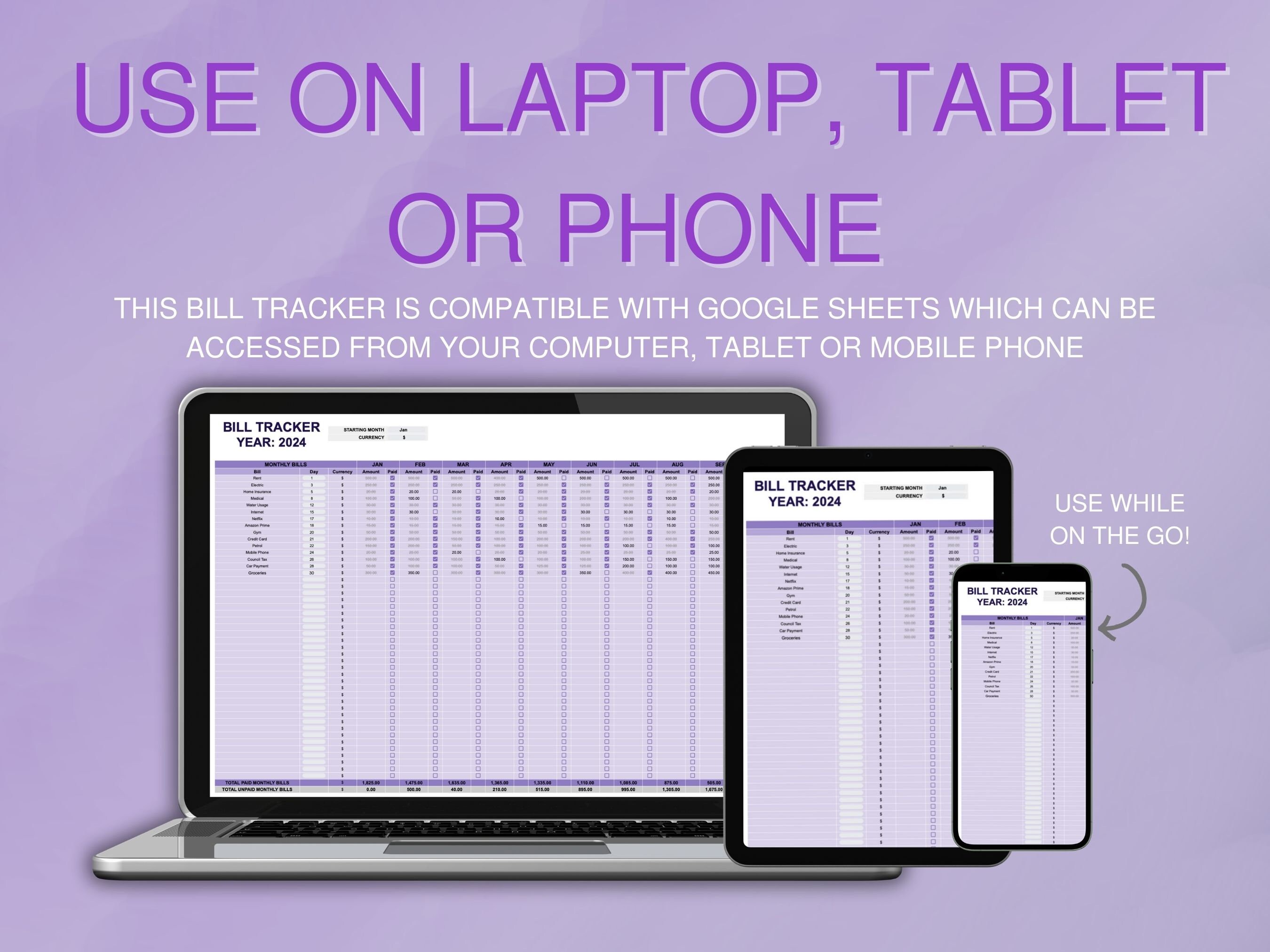 Annual Bill Tracker Template Google Sheets, Bill Payment Spreadsheet ...