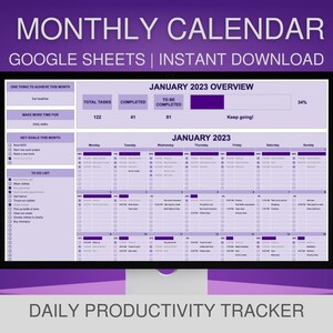 Maandkalendersjabloon voor Google Sheets, jaarlijkse activiteitenplanner zonder datum, voortgangsdoelen en productiviteitsregistratie, aanpasbare spreadsheet