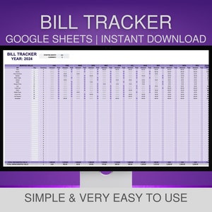 Annual Bill Tracker Template Google Sheets, Bill Payment Spreadsheet, Expense Organizer, Bill Checklist, Editable Template Instant Download