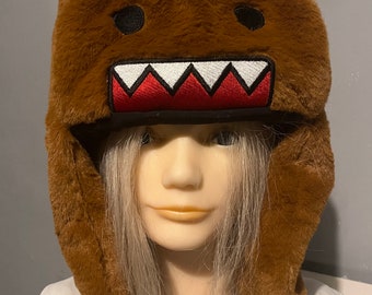 Fluffy Domo Kun Ushanka Hat - Y2K Fluffy Hat