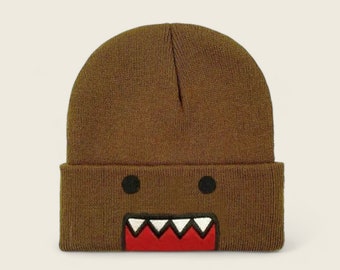 Sombrero Domo Kun Beenie - Lindo anime Beenie de punto marrón - Regalos para ella / él - Sombrero Y2K