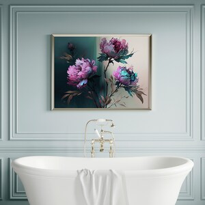 Ink Blossoms, Botanical Wall Art, Downloadable Art Prints, Contemporary Art, Neutral Bedroom Decor, Living Room Art, Printable Art, Peonies
