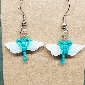 Green Dragonfly Earrings, Gorgeous Green Dragonfly Handmade Earrings, With Mixed Glass Beads