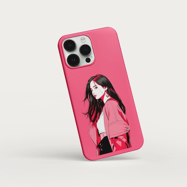Kpop BLACKPINK Jisoo Phone Case, Korean KPop Phone Case, Fan Art Phone Case for iPhone 15 14 13 12 11 Pro Max Case X XR XS 8 7