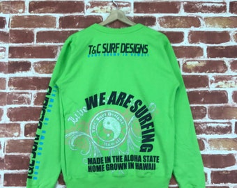 Vintage T&C Sweatshirt Crewneck Spell Out Big Logo Surfboards/Surfwear Jumper Pullover Sweatshirt Size Medium