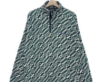 Klasyczny sweter Patagonia z polaru Synchilla Aztec z nadrukiem w stylu vintage z 1990 roku, zapinany na zatrzaski, rozmiar M, wyprodukowano w USA