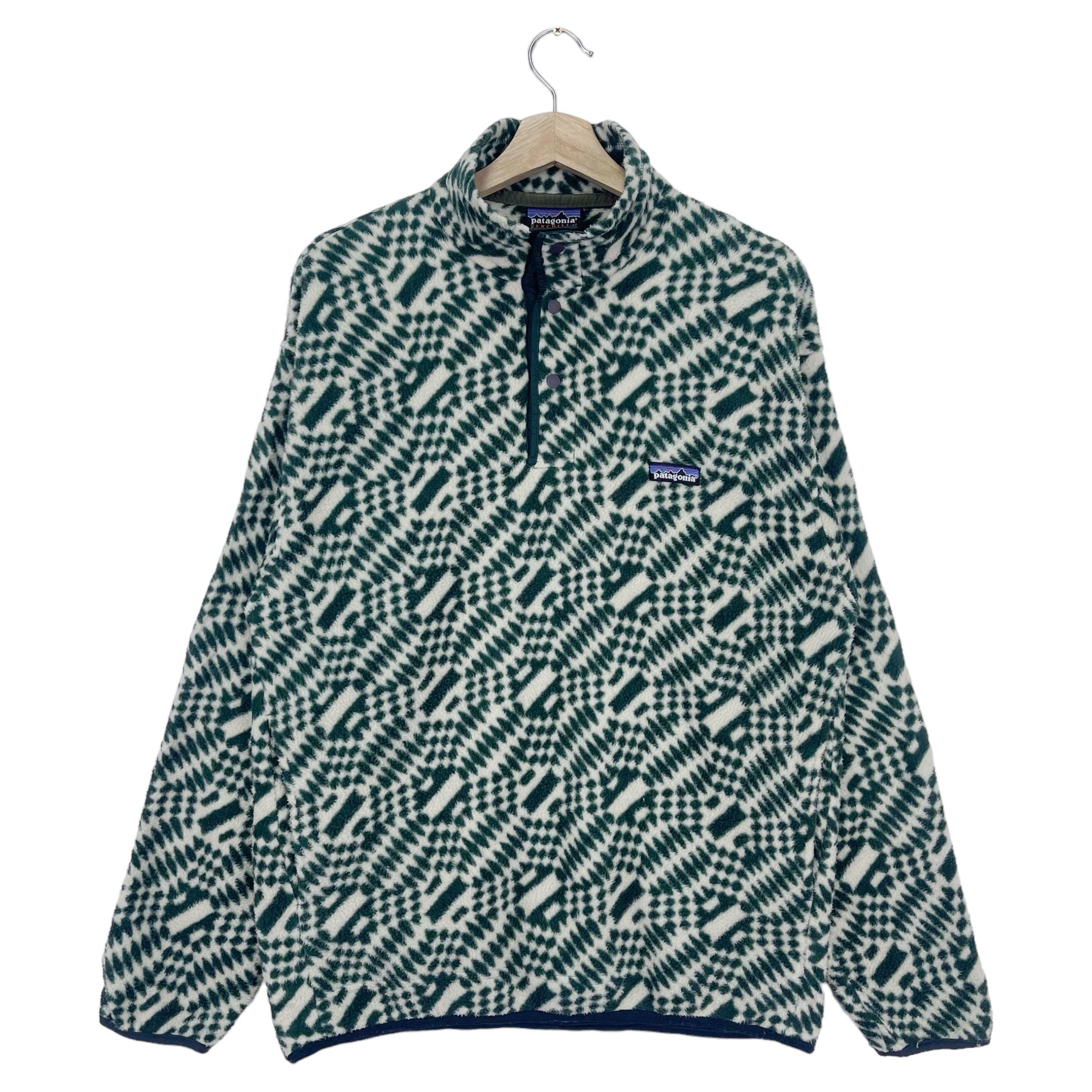 Vintage 1990 Patagonia Fleece Synchilla Aztec Full Print Snap