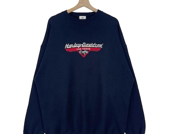 Vintage Harley Davidson Sweatshirt Embroidery Big Logo Pullover Jumper Sweatshirt Size X-Large