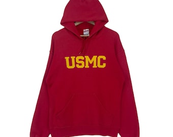 Vintage USMC Sweatshirt Hoodie Big Logo United Navy Corps Pullover Sweatshirt Größe M